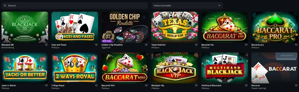Spinmills Popular Table Games